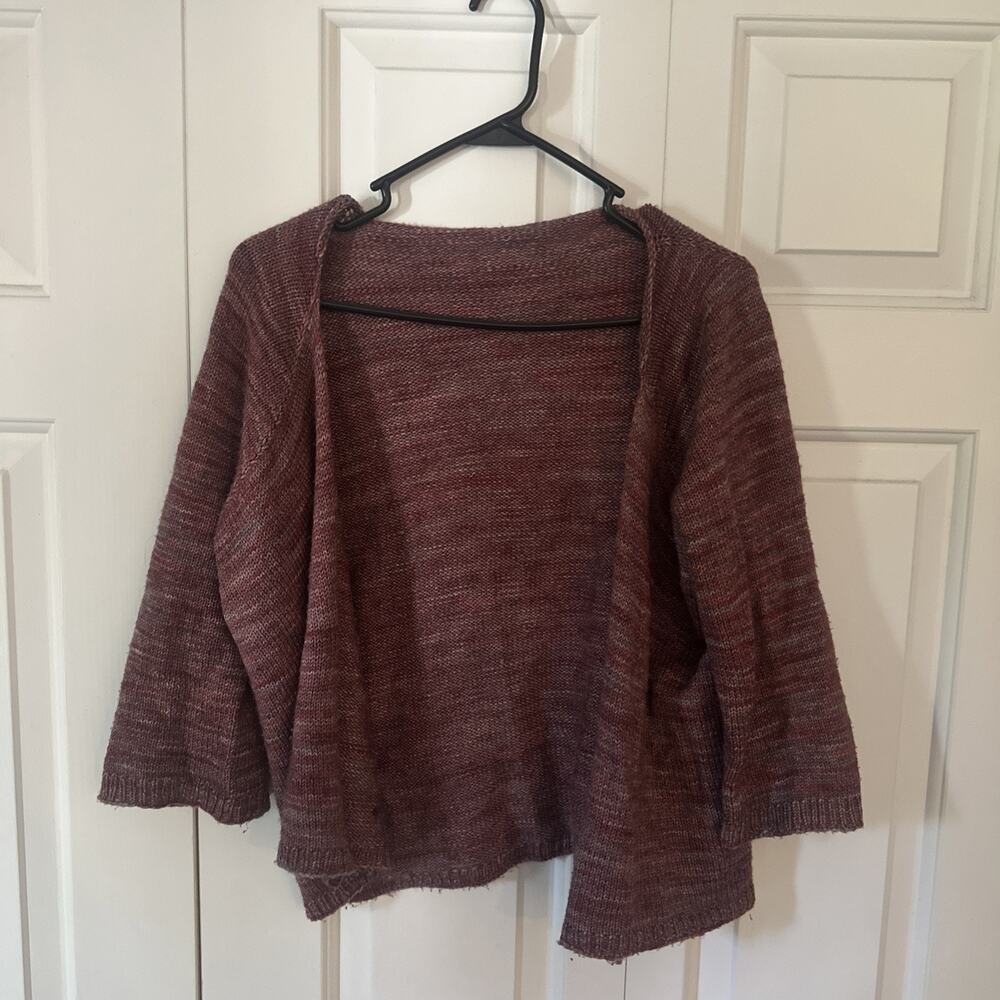 Women's Pink Open-Knit Cardigan Sweater Pink Cropped Cover Up